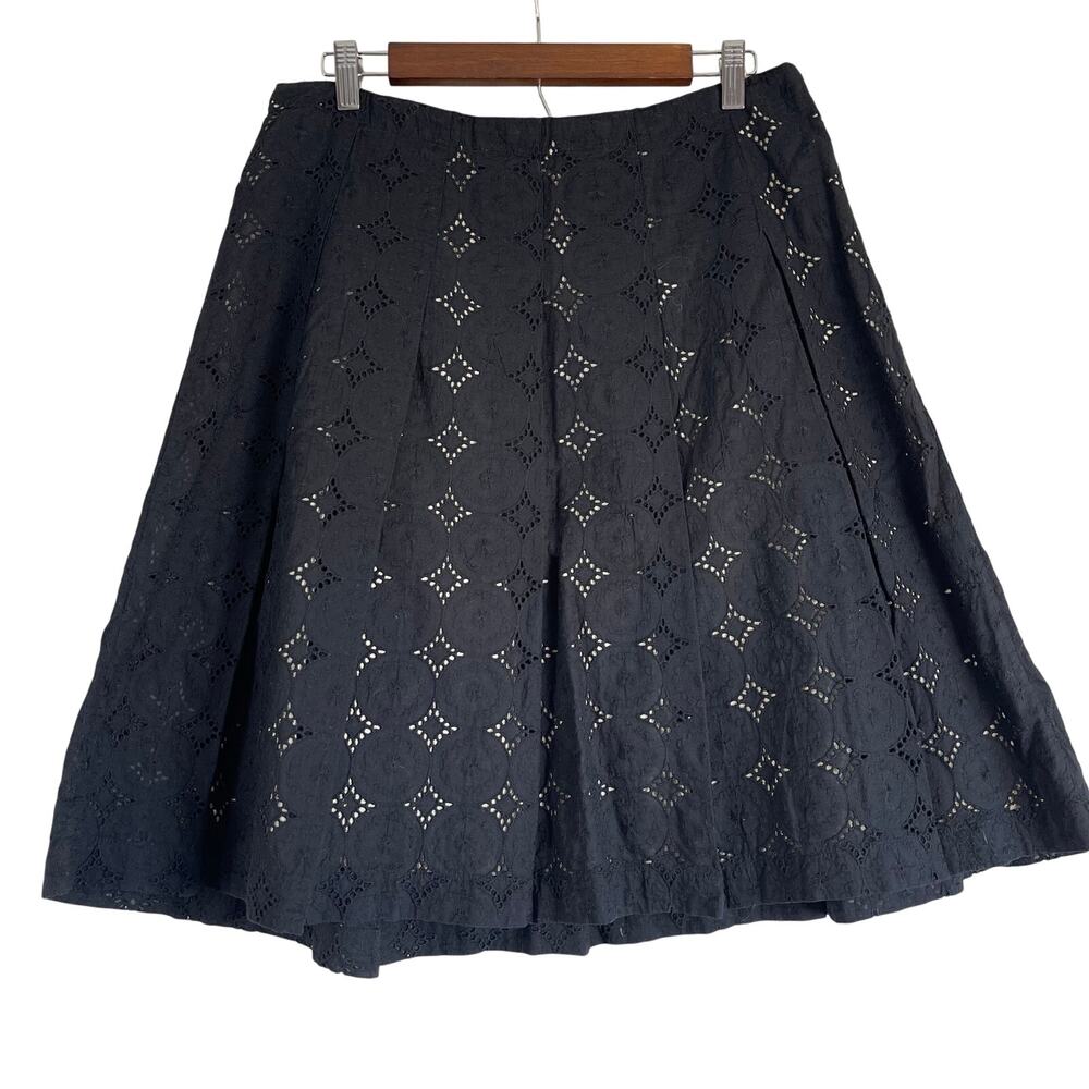Banana Republic Black Crochet Lace Eyelet Overlay A-Line Circle Skirt Sz MED-LG